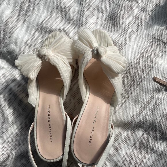 Loefler Randall Camellia Heels, White, Worn Once